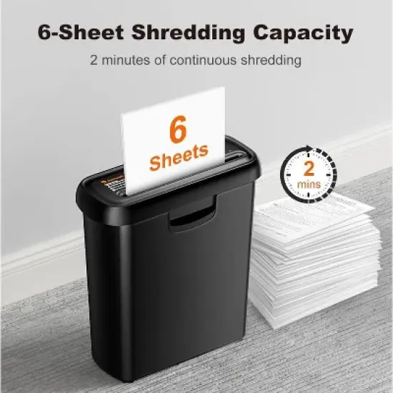 Bonsaii 6-Sheet Strip Cut Lightweight Portable Paper Shredder, 2.4 Gal Wastebasket, Extendable Arm Design with Overheat Protection image {1}
