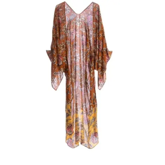 Shiraleah Orange and Yellow Floral Long Cover Up image {1}