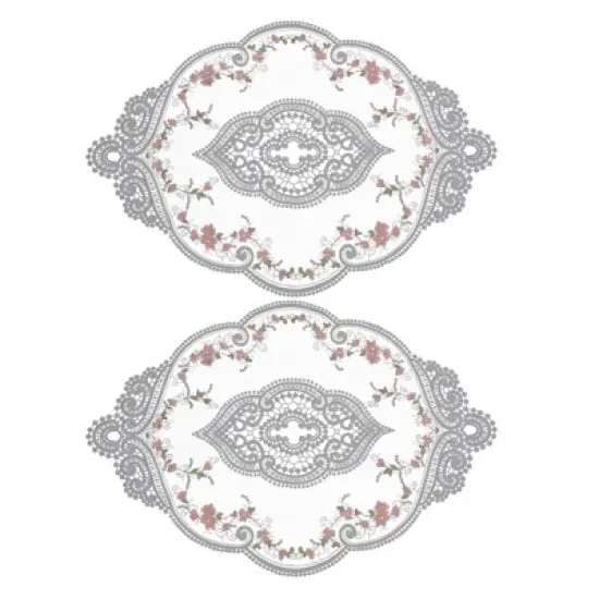 Unique Bargains Polyester Flexible Embroidery Vintage Pattern Washable Table Place Mats 2 Pcs image {15}