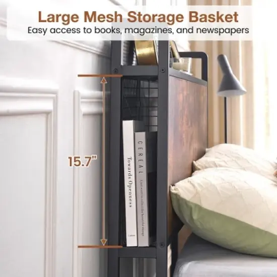 Full Queen Bed Frame with Storage Drawers and Charging Station, LED Light Bed with Storage Headboard, Platform Bed with Strong Wood Slats Support image {6}