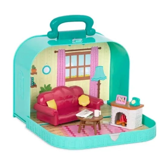 Li'l Woodzeez Toy Furniture Set in Carry Case 13pc - Travel Suitcase Living Room Playset image {1}
