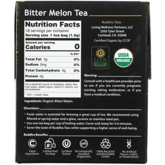 Buddha Teas Organic Bitter Melon Tea - Case of 6/18 Bags image {2}