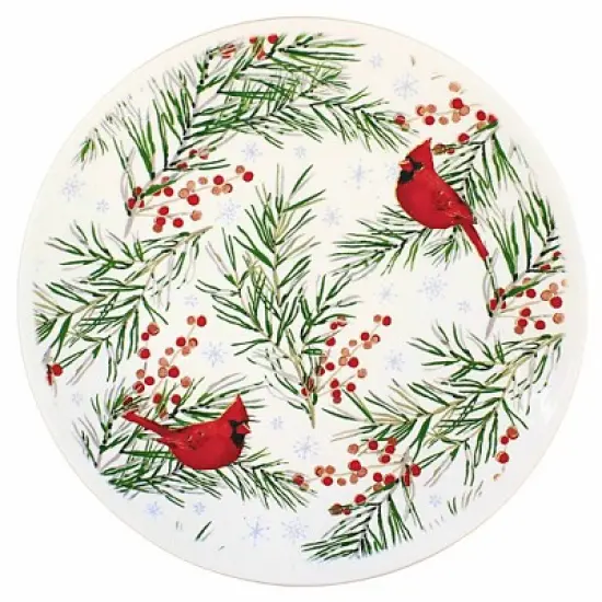 Ganz 7.75 In Cardinal Snack Plates Christmas Seasonal Tabletop , Dessert Salad Appetizer (4PC) image {1}