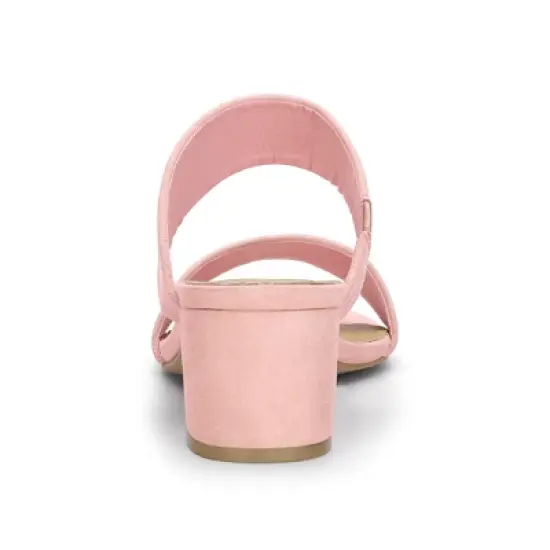 Allegra K Women's Block Heel Dual Straps Slide Sandals image {2}