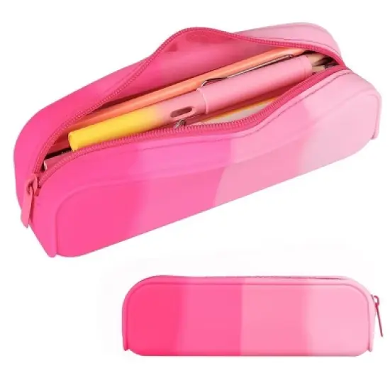 INFURNIC Pencil Cases Kids Large Capacity Waterproof Zipper Pouch Extra Big Pencil Bag for School Supplies Art Tools, Pink, 8.3"*2.8"*0.5" image {5}