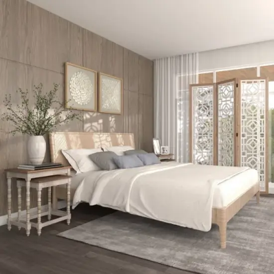 Farmhouse Wood Patterned Room Divider Screen White - Olivia & May image {15}