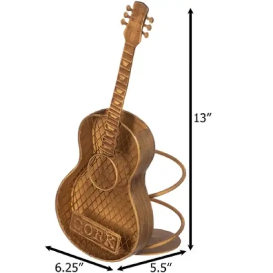 Vintiquewise Decorative Metal Guitar Shape Wine Bottle and Cork Holder &ndash; A Unique Home Decor Piece and Countertop Accessory image {4}