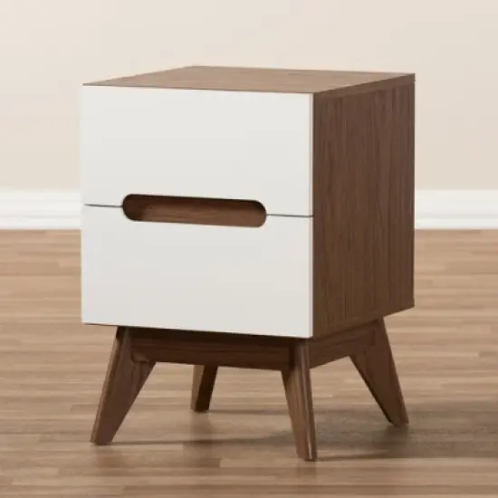 Calypso Mid - Century Modern Wood 3 - Drawer Storage Nightstand - Brown - Baxton Studio image {6}