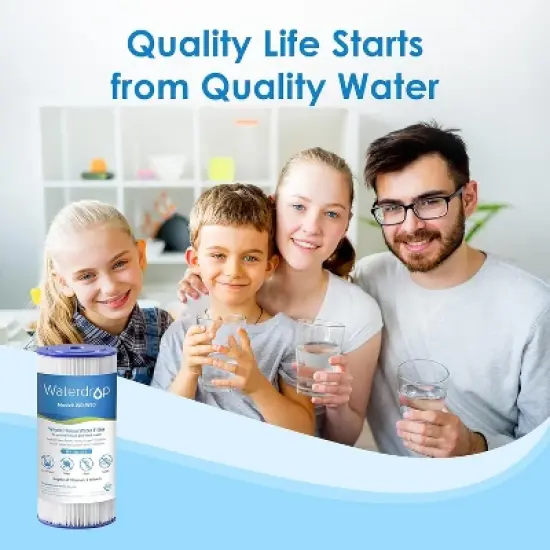 Waterdrop W50PEHD Whole House Water Filter, Replacement for American Plumber, W10-PR, 5 Micron, 10" x 4.5", High Flow Sediment Filters, Pack of 3 image {8}