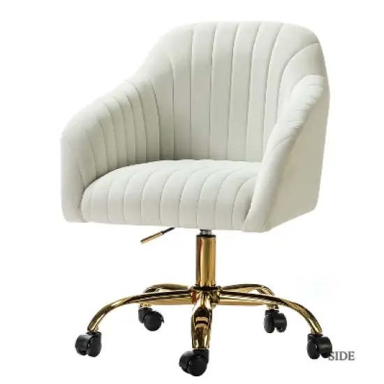 Alex Task Chair Velvet Upholstere Swivel Office Chair Desk Chair  with Channel-tufted Back and Gold metal base| Karat Home image {12}