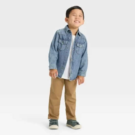 Toddler Boys' Long Sleeve Denim Button-Up Jacket - Cat & Jack&trade; Dark Wash image {2}