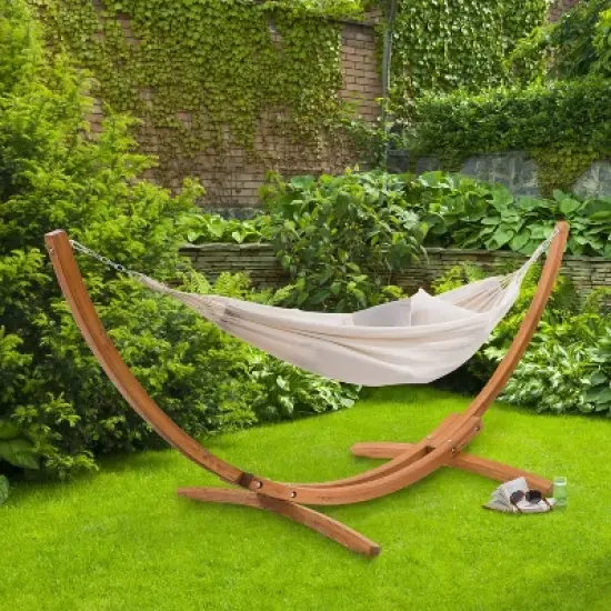 Wood Frame Free Standing Sling Hammock - Beige - CorLiving image {1}