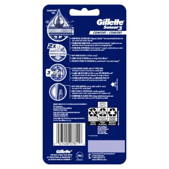 Gillette Sensor3 Comfort Men's Disposable Razors - 4ct image {10}
