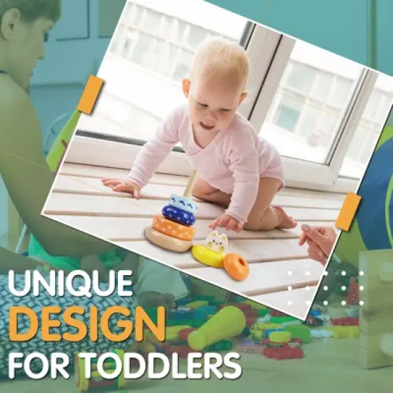 Leo & Friends Cat Stacking Toddler Ring Tower image {1}