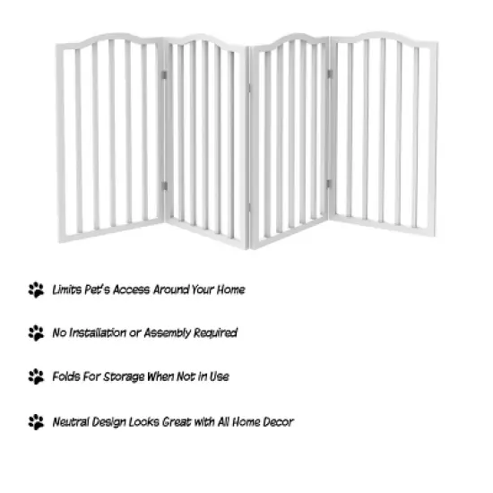 Pet Adobe Freestanding 4-Panel Folding Wooden Pet Gate - White image {1}