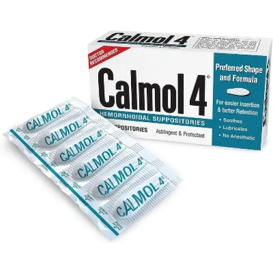 Calmol 4 Astringent & Protectant Hemorrhodial Suppositories, 12 Count image {3}