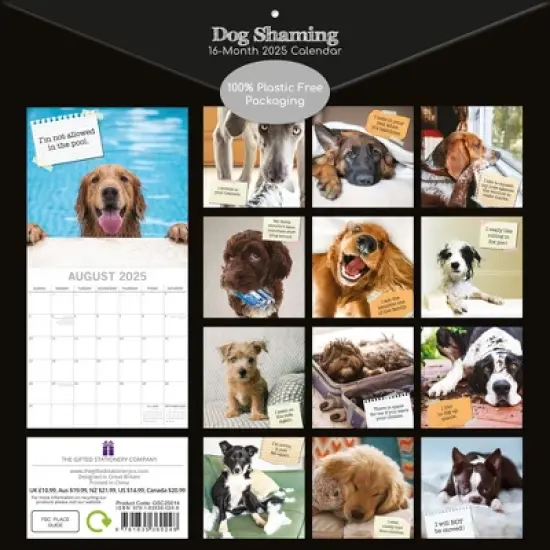 The Gifted Stationery 2025 Square Wall Calendar, Dog Shaming, 16-Month Humor Theme with 180 Reminder Stickers (12 x 12 In) image {3}