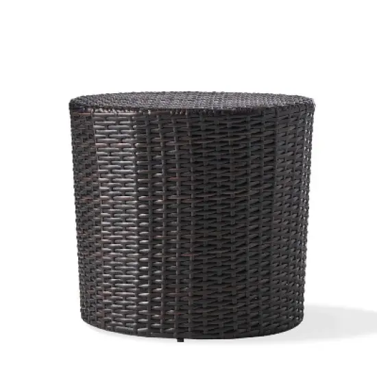 Keaton Wicker Barrel Side Table - Brown- Christopher Knight Home image {1}