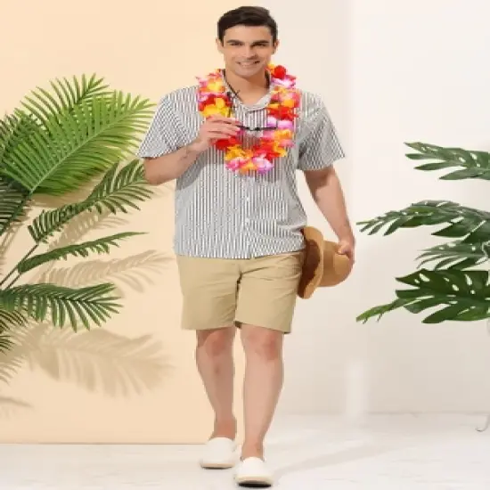 Lars Amadeus Men's Summer Striped Shirt Short Sleeves Casual Button Down Beach Shirts image {2}