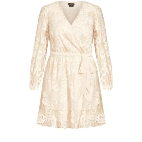 Women's Plus Size Lace Fly Away Dress - Beige | CITY CHIC image {3}