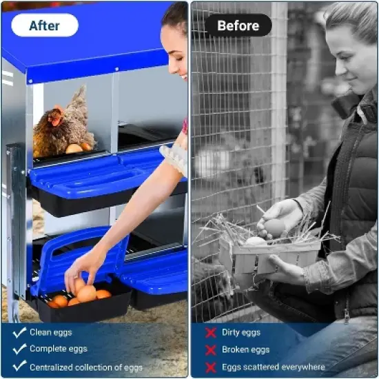 Chicken Nesting Boxes,Metal Chicken Laying Box with with Removable Trays and Roll Out Egg Collection for Chicken Coop,with Metal Bracket image {3}