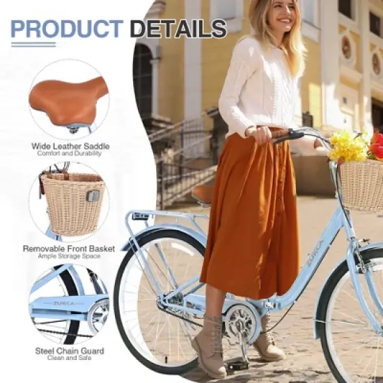 VASIP 26" Women's Single-Speed Folding Bike,  Easy Commuting and Storage image {4}