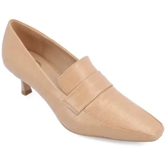 Journee Collection Womens Celina Kitten Heel Loafer Square Toe Pumps image {13}