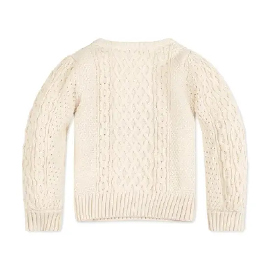 Hope & Henry Girls' Long Sleeve Cable Knit Fisherman Sweater, Infant image {2}