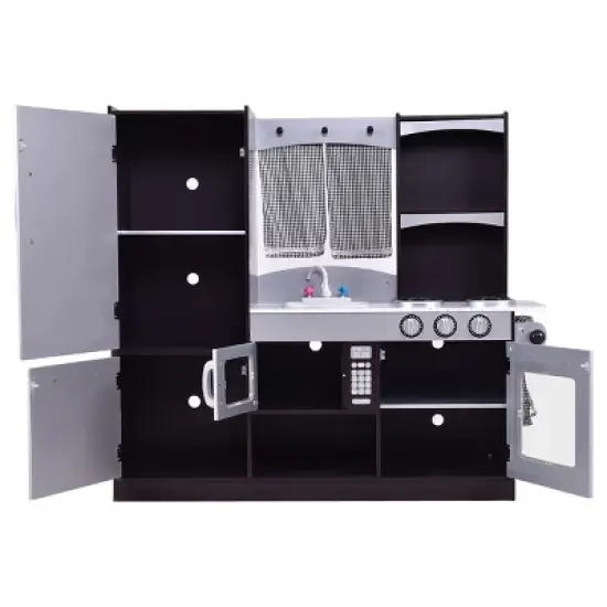 Costway Kids Cooking Pretend Play Toy Children Playset Wooden Kitchen Set Gift image {4}