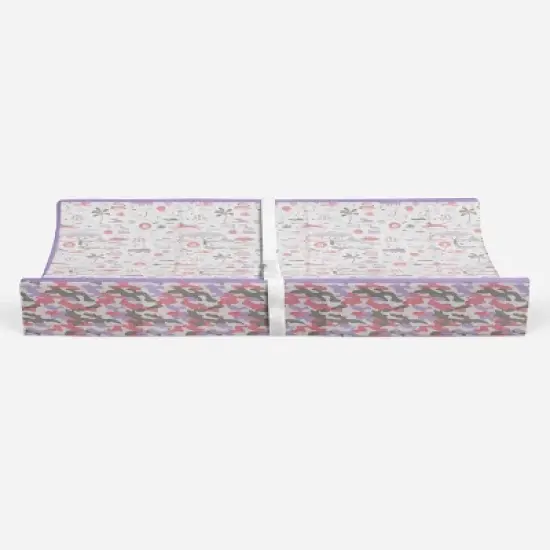 Bacati - Jungle Safari Lilac/Coral Muslin Quilted Changing Pad Cover image {5}