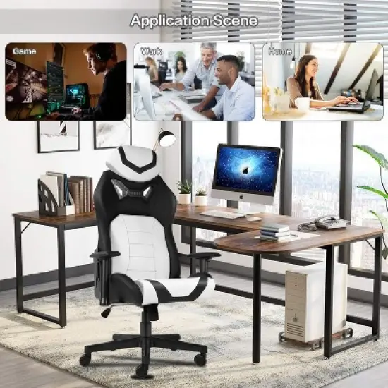 clcbdeyit White Black Ergonomic Gaming Chairs image {1}