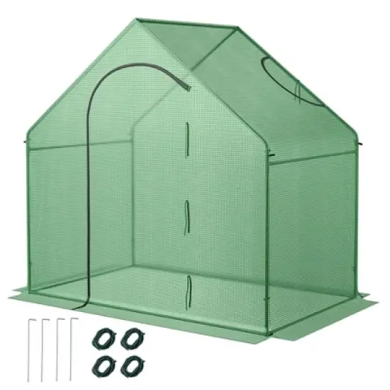 Costway 6 x 3 x 5.5FT Mini Walk-in Greenhouse with PE Cover Rustproof PE-Coated Metal Frame image {9}