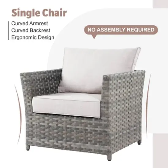 Tenaya 10pc Wicker Outdoor Patio Furniture Set Conversation Sofa with a Storage Fire Pit and Cushions image {4}