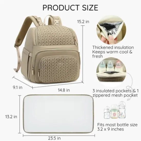 Itopfox Lightweight Stylish Diaper Backpack for Boys Girls & Baby Travel Essentials with Changing Pad & Insulated Pocket image {2}