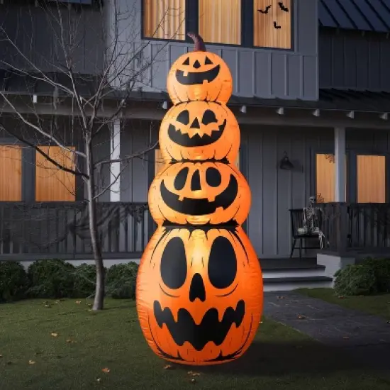 9' Tall Jack Stacked Pumpkins Inflatable Halloween Decoration Orange - Hyde and EEK! Boutique&trade; image {1}