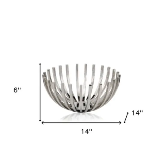 HomeRoots 14" Silver Stainless Steel Decorative Bowl image {3}