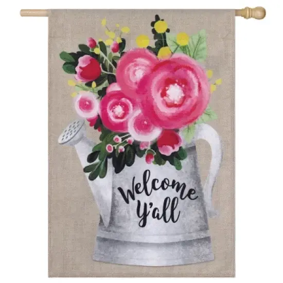 Evergreen (Meadow Creek)Welcom Y'all Floral Can, House Burlap image {1}