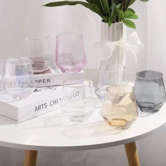 Unique Bargains Textures Walls Rims Diamond Whiskey Glasses 2 Pcs image {3}