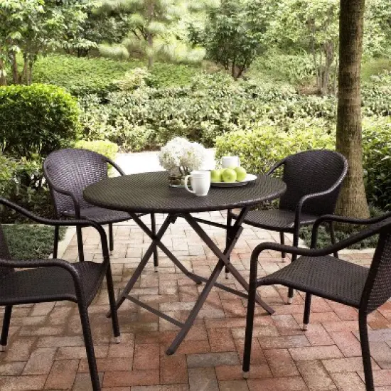 Palm Harbor 5pc Outdoor Wicker Dining Set - Brown - Crosley image {5}