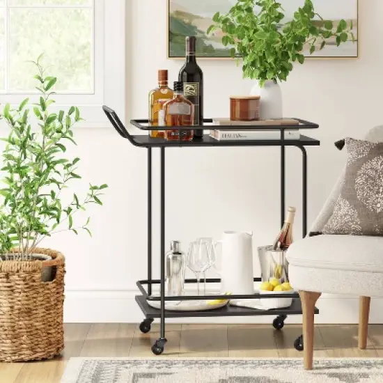 Beaufort Metal Bar Cart Black - Threshold&trade; image {1}