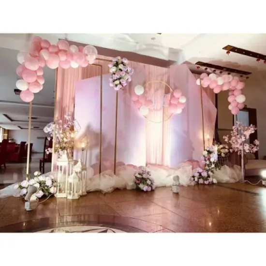 8x8 FT Square Wedding Backdrop Stand, Metal Balloon Arch Stand for Party and Ceremony, Square image {5}