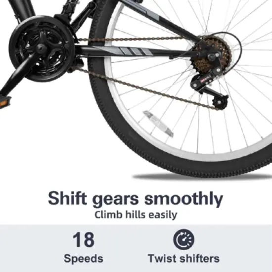 hykolity 27.5 inch Mountain Bike MTB Outdoor Bicycle Cycling 18 Speed Sport Bikes Trail Off Road Full Suspension for Adult Men Unisex Black image {2}