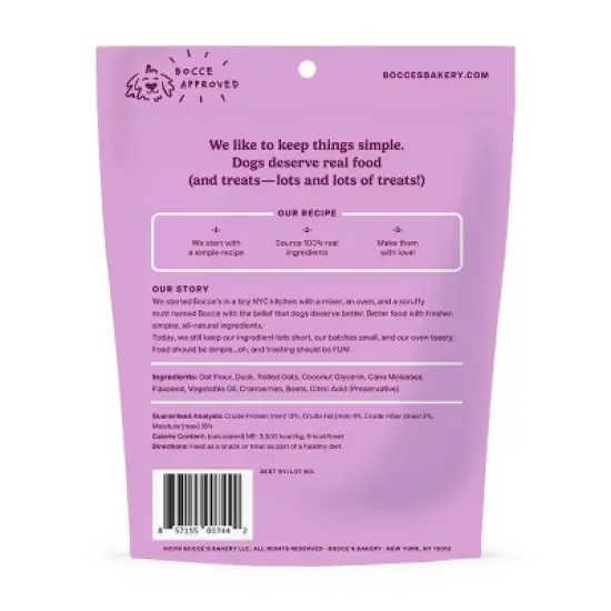 Bocce's Bakery Duck Basic Soft and Chewy Dog Treats - 6oz image {1}
