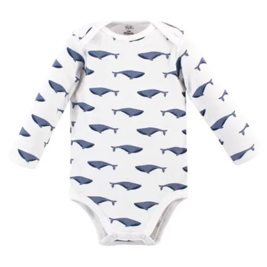 Touched by Nature Organic Cotton Long-Sleeve Bodysuits 5pk, Blue Whale image {3}