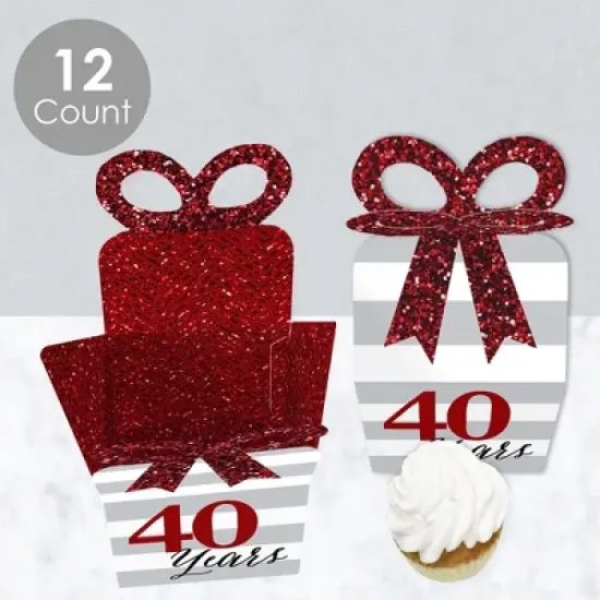 Big Dot of Happiness We Still Do - 40th Wedding Anniversary - Square Favor Gift Boxes - Anniversary Party Bow Boxes - Set of 12 image {2}