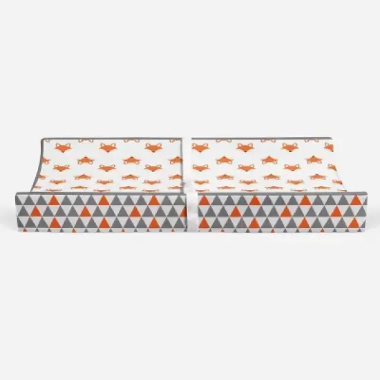 Bacati - Playful Fox Quilted Changing Pad Cover -Traingles in Gussett image {5}