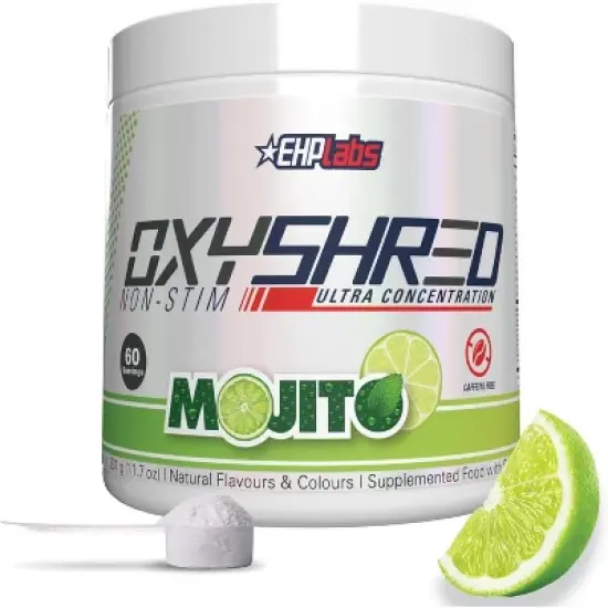 EHPlabs OxyShred Non Stimulant Pre Workout Powder & Fat Burner - Caffeine & Sugar Free Preworkout Energy Powder - Mojito, 60 Servings image {7}