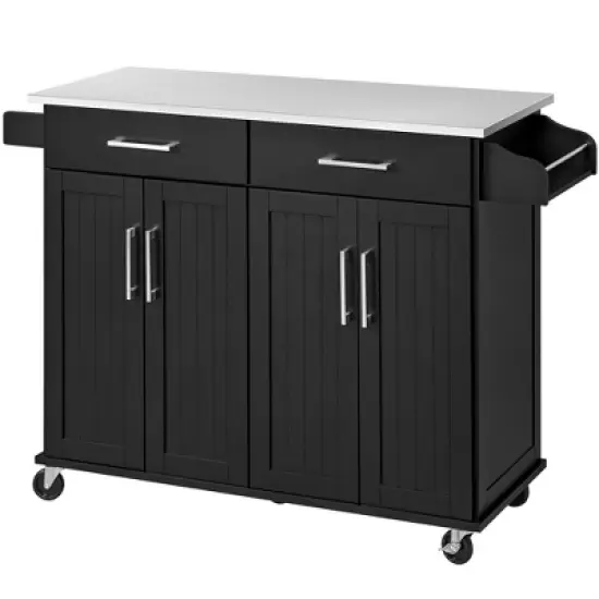 Yaheetech Large Kitchen Cart Kitchen Island on Wheels with Stainless Steel Countertop image {8}