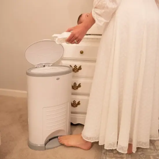 Diaper Dekor Plus Hands Free Diaper Pail - White image {1}