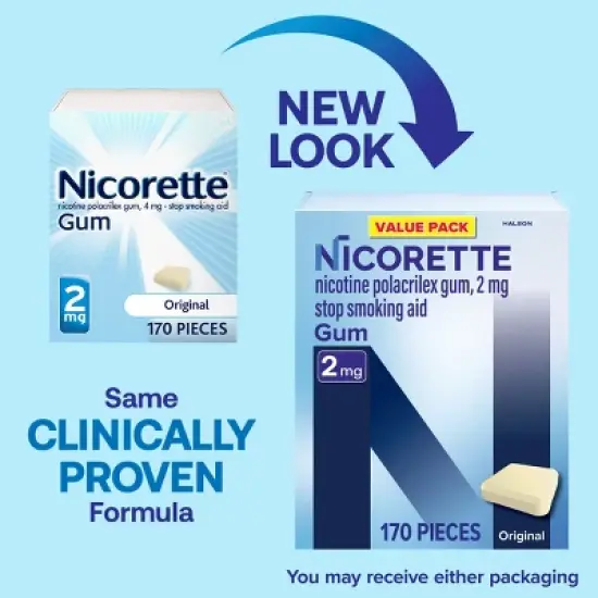 Nicorette 2mg Stop Smoking Aid Gum - Original - 170ct image {2}